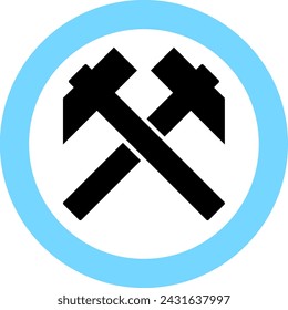 Crossed Hammers Icon in Flat Style. Vector Illustration.