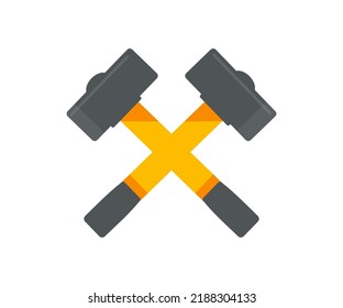 Crossed hammers joiner's tools, hand tools, simple shape, for graphic design logo design. Emblem, symbol, sign, badge, label, stamp, isolated on white background vector design and illustration.