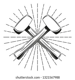 Crossed hammers. Vector illustration.