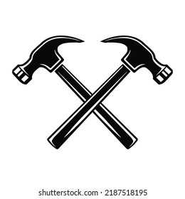 Crossed hammers vector illustration, claw hammer logo, carpenter symbol