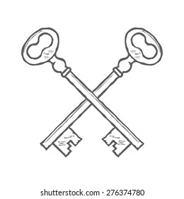 Crossed hand drawn keys design element vector illustration