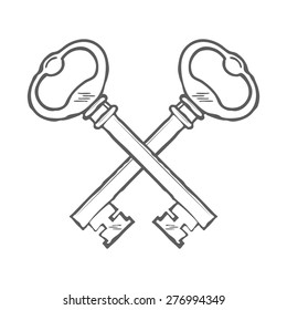 Crossed hand drawn keys design element vector illustration
