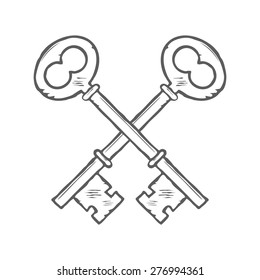 Crossed hand drawn keys design element vector illustration