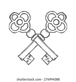 Crossed hand drawn keys design element vector illustration