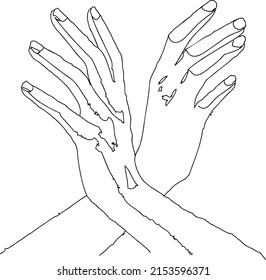 crossed hands pose line art illustration