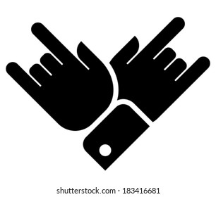 Crossed hands showing rock gesture