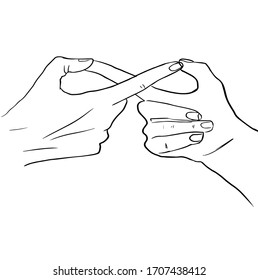 Crossed hands as a sign of infinity, endless love. Vector illustration on a white  background. Illustration for lgbt community. For cards, posters, stickers and professional design.