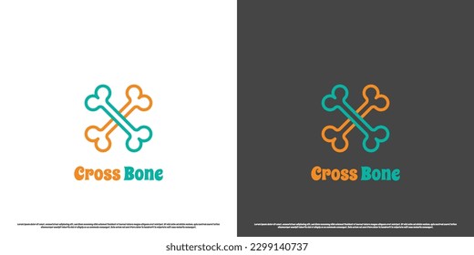Crossed healthy bones logo design illustration. Simple flat silhouette line art crossbones health spine nerves joints shoulder human body. hospital  orthopedic bone medical clinic health icon symbol.