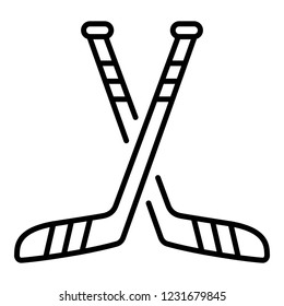 Crossed hockey stick icon. Outline crossed hockey stick vector icon for web design isolated on white background