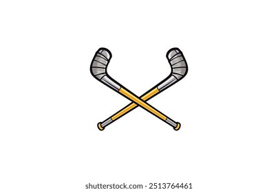 Crossed hockey Stick vector icon isolated on white background