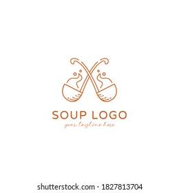 Crossed hot soup ladle logo icon symbol doodle vector style