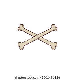 Crossed human bones. Graphic symbol for bottle with poison, design element for treasure map or pirate flag. Vector sketch isolated illustration.