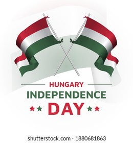 Cruzado Hungría banderas polos. plantilla para el día de la independencia, diseño de afiches del Día Nacional. ilustración vectorial EPS 10
