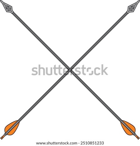 Crossed Hunting Arrows Color. Vector Illustration.