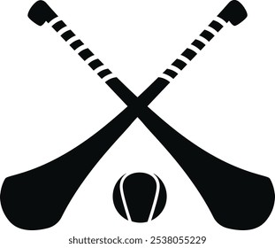 Varas de Hurling Cruzadas e Ícone de Bola