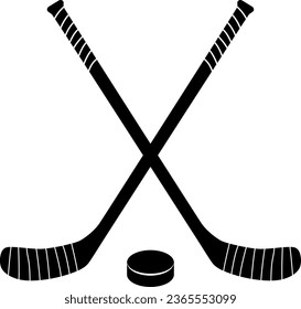 Crossed Ice Hockey Stick Puck Digital EPs Vector graphics File