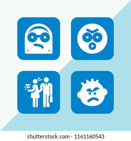 crossed icon. 4 crossed set with angry and teacher vector icons for web and mobile app