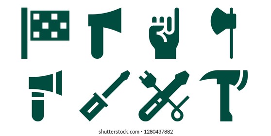  crossed icon set. 8 filled crossed icons. Simple modern icons about  - Axe, Finish flag, Screwdriver, Promise