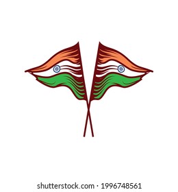 crossed india flags isolated icon