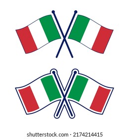 Crossed Italian Flag Symbol Set Simple Stock Vector (Royalty Free ...