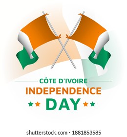 Crossed Ivory Coast flags poles. template for independence day, National day poster design. vector illustration EPS 10