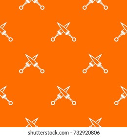 Crossed japanese daggers pattern repeat seamless in orange color for any design. Vector geometric illustration