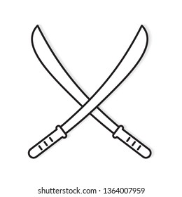crossed japanese swords icon- vector illustration