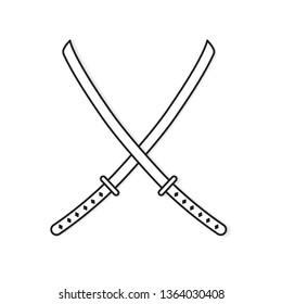 crossed japanese swords icon- vector illustration