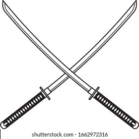 Espadas Katana Samurai cruzadas en vector