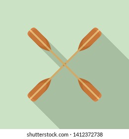 Crossed kayak paddle icon. Flat illustration of crossed kayak paddle vector icon for web design