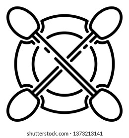 Crossed kayak paddles icon. Outline crossed kayak paddles vector icon for web design isolated on white background