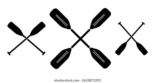 Crossed kayak paddles vector collection for water sport illustrations and logos.
