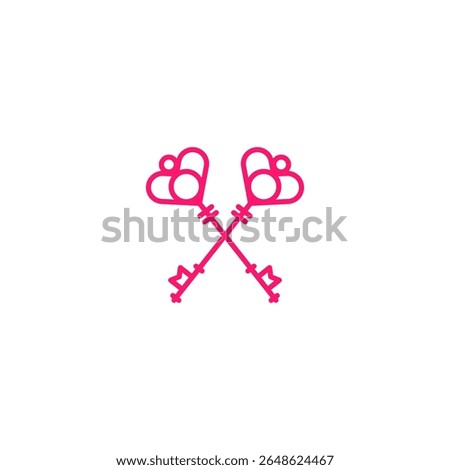 Crossed key logo with heart shaped ornament.