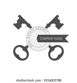 Crossed keys emblem template. Flat vector illustration isolated on white.