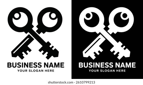 Crossed Keys Logo Bold Black Trust Symbol for Real Estate