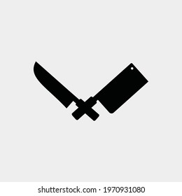 The crossed kitchen knives. Buther and knife icon isolated vector