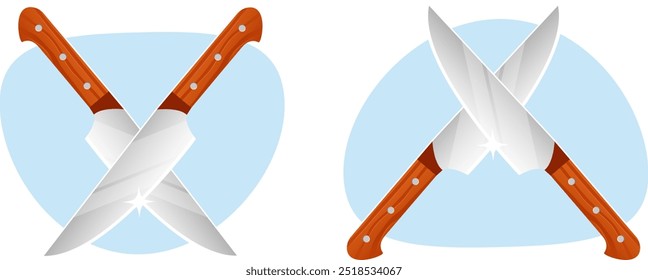 facas de cozinha cruzadas, conceito de cozinha
