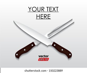 crossed knife and fork / 3d illustration/ vector eps 10