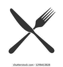 Crossed knife with fork graphic icon. Cutlery sign isolated sign on white background. Restaurant symbol. Vector illustration