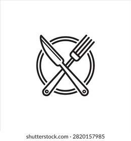 Crossed knife and fork icon design isolated transparent background