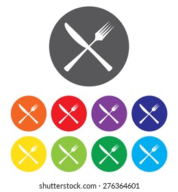Crossed Knife And Fork Icon Set