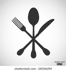 crossed knife fork and spoon vector icon