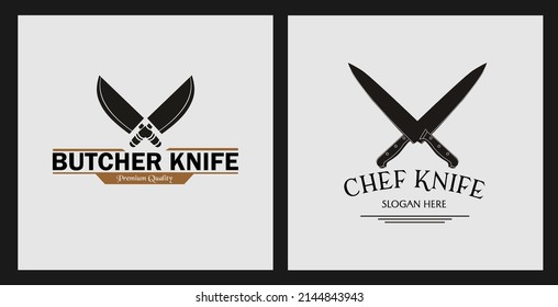 Crossed knife silhouette logo. suitable for cooking logo