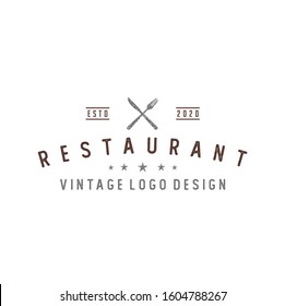 Crossed Knife and Spoon Fork Rustic Vintage Retro Restaurant logo design
