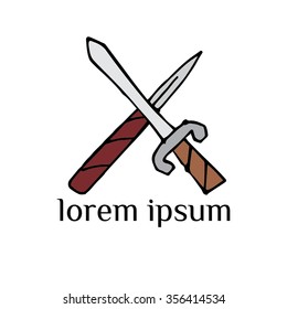 Crossed knifes vector logo  (illustration, sign, symbol, icon)