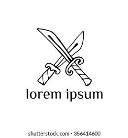 Crossed knifes vector logo  (illustration, sign, symbol, icon)