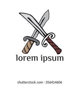 Crossed knifes vector logo  (illustration, sign, symbol, icon)