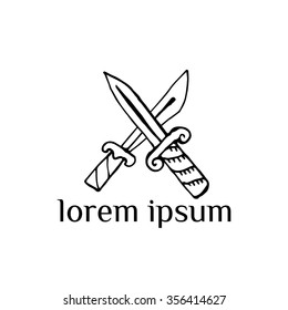 Crossed knifes vector logo  (illustration, sign, symbol, icon)