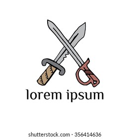 Crossed knifes vector logo  (illustration, sign, symbol, icon)