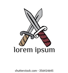 Crossed knifes vector logo  (illustration, sign, symbol, icon)